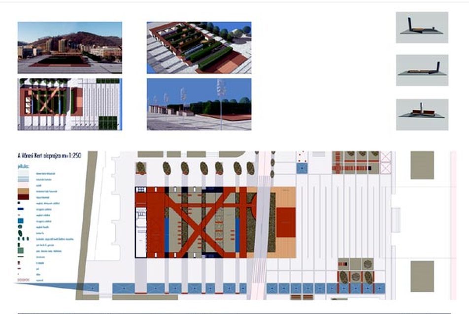 Salgótarján Főterének építészeti-kertészeti kialakítása tervpályázat, 2001