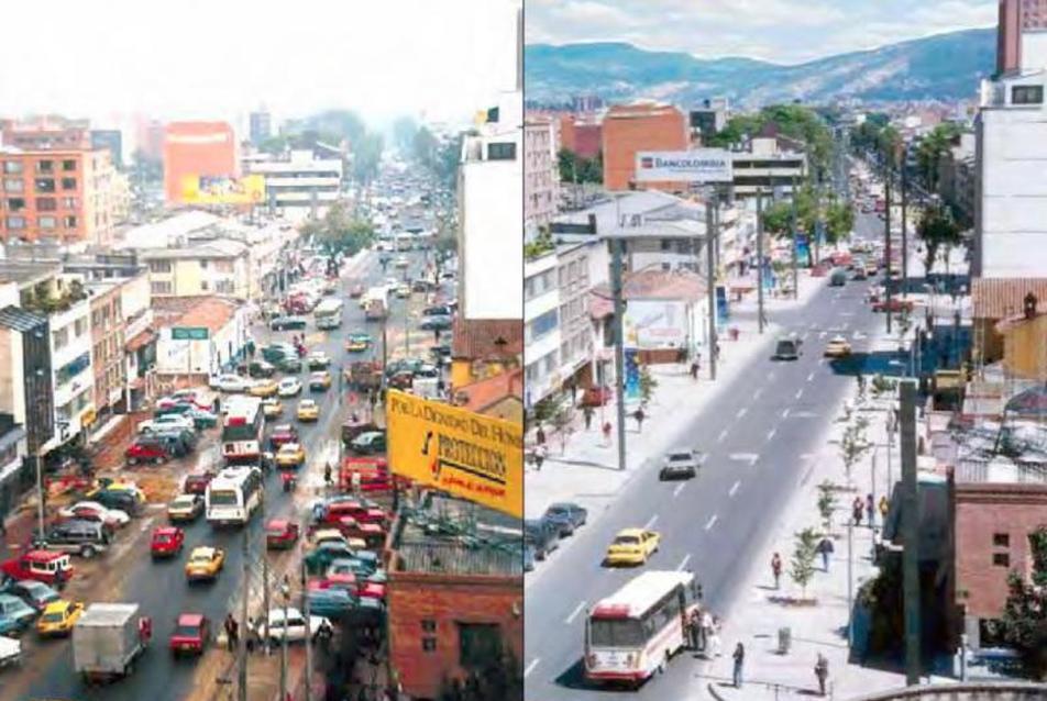 a parkolás Bogotába Penelosa előtt és után