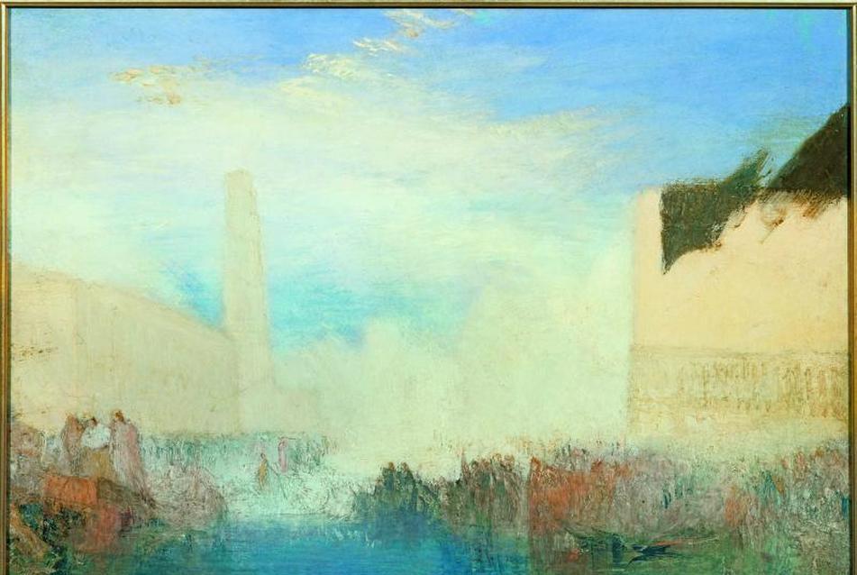 Turner: Velence, a Piazzetta. A dózse szertartása: Velence és a tenger eljegyzése, 1835 körül Olaj, vászon  91,5 x 122cm Tate,