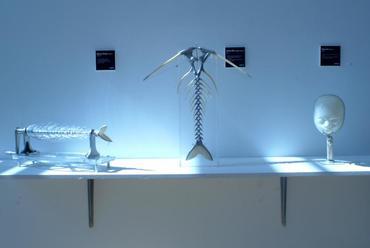 Maywa Denki tárgyak a 2003-as Ars Electronica kiállításon Tsukuba Series fotó: AE sajtó