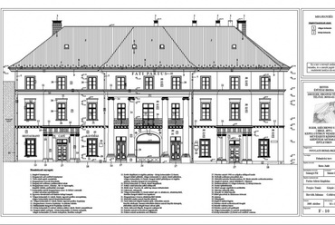 Kepes Központ terve, nyugati homlokzat, építészek: Botos Judit, Somogyi Pál
