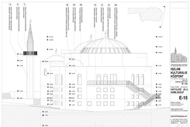 Mecset és Iszlám Kulturális Központ K homlokzat - építész: Koós Miklós