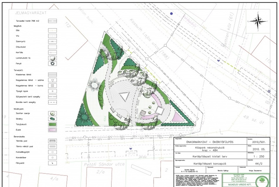Kertépítészeti koncepció. Vezető tervező: Lipcsei Ágnes.