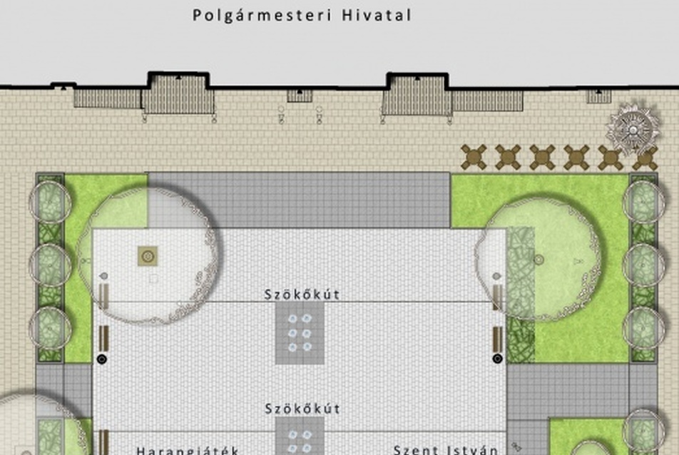 Polgármesteri Hivatal előtti főtér terve