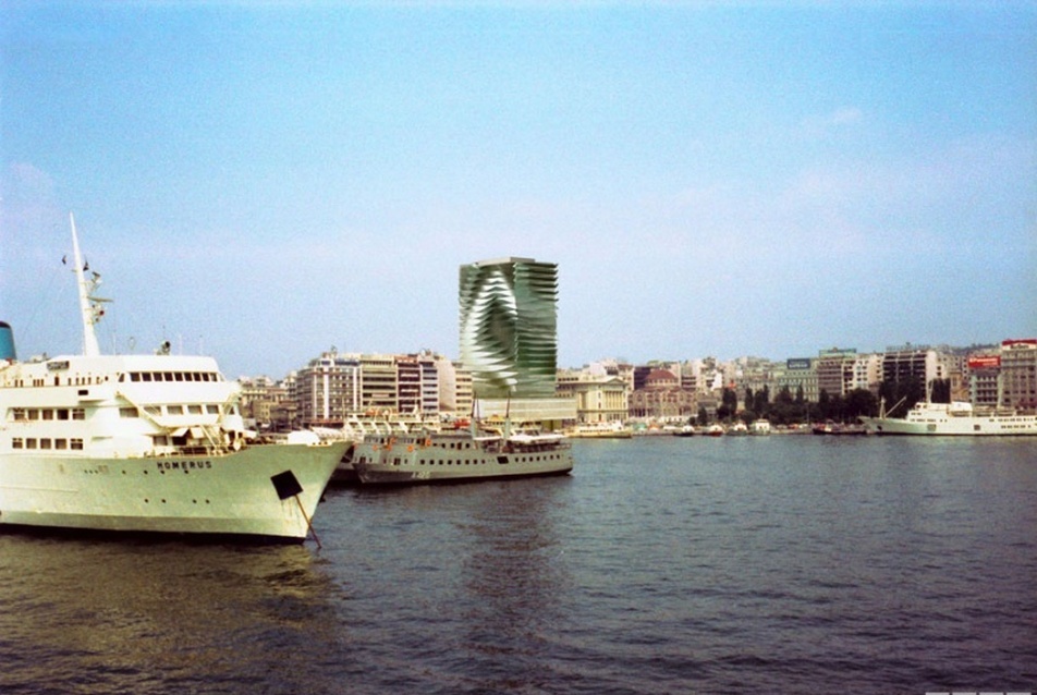 Piraeus Motion Tower, pályázat. Tervezők: Vezető tervező(k): Csiszér András, Dömölky Dániel, Lilienberg Sándor, 2010