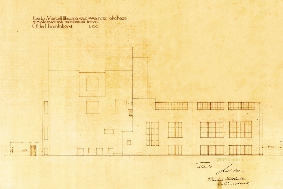 Káldor Marcell villájának átépítése és bővítése az építész saját műterem-toldalékával, 1912-15. (XIV. Ilka utca 55.) Az átalakított villa fényképe.