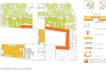 Bölcsöde, óvoda a XIII. kerületben, földszinti alaprajz - vezető tervező: Nagy Csaba