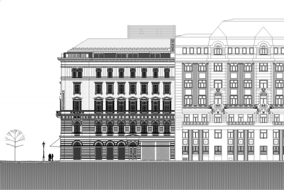 Apáczai Csere János utcai homlokzat, kiviteli terv 2010 - vezető tervező: Pottyondi Péter