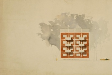Kiss E. László 511 jelű épületének homlokzatterve, forrás: Kiscelli Múzeum