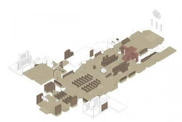 A pannonhalmi bazilika átalakítási tervének axonometrikus nézete