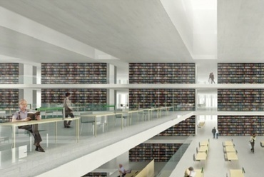 Ljubljana,  Nemzeti és Egyetemi könyvtár tervpályázat – I. díj, tervező: Bevk  Perović arhitekti