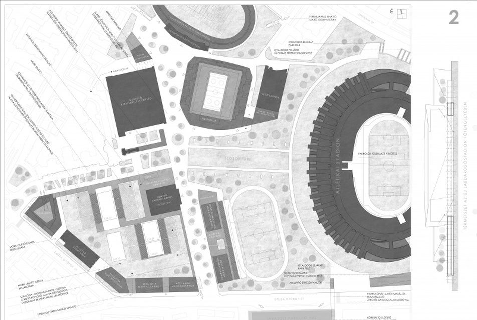 A B3 Építész Stúdió kiemelt megvételt nyert pályázata a Puskás Stadionra és környékére