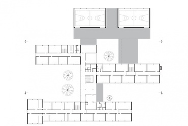 Neusiedl am See, iskola bővítés és korszerűsítés, tervező: SOLID Architecture, K2architektur.at - emeleti alaprajz