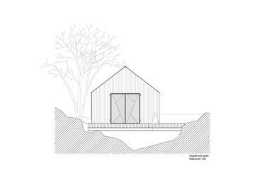 Homlokzat, Naust paa Aure csónakház, tervezők: Marianne Løbersli Sørstrøm, Yashar Hanstad
