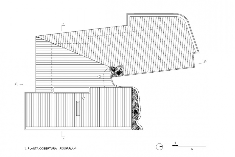 Tető alaprajz, Xieira ház, Leiria, építész tervezők: Sara Oliveira, Marco Guarda
