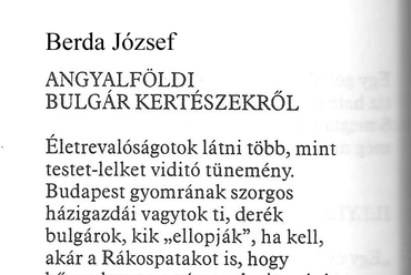 Berda József: Angyalföldi bulgár kertészekről