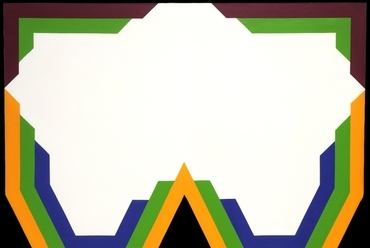 Bak Imre (1939): Formázott vászon (Fényes II.) / Shaped Canvas (Lustrous II), 1970, vászon, akril, 130×170 cm 