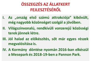 Fejlesztési lépések - forrás: Fővárosi Állat-és Növénykert 