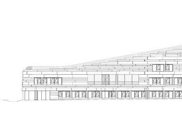 Chartier Dalix Architectes: Általános Iskola és sportkomplexum, Boulogne-Billancourt  - oldalhomlokzat