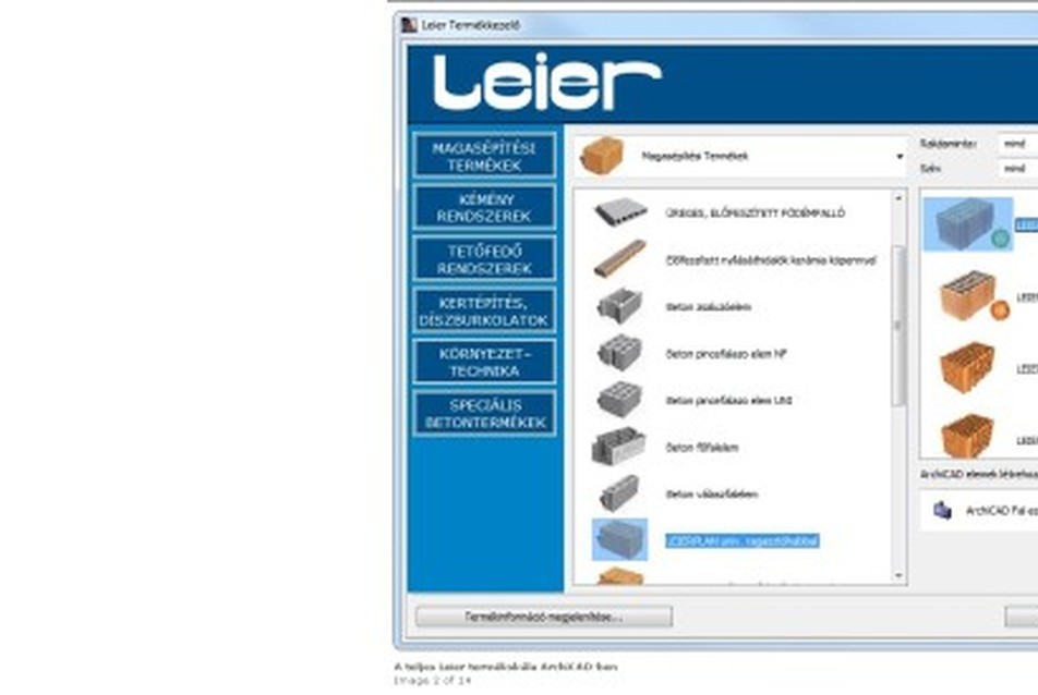 A teljes Leier termék portfólió elérhető ArchiCAD-ben is