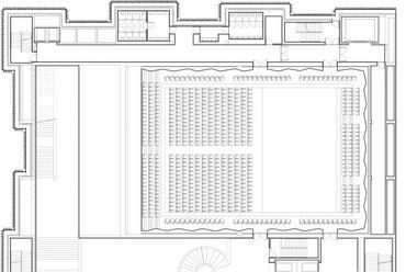 2. szint alaprajz, Szczecini Filharmonikusok Koncertterme. Vezető tervezők: Alberto Veiga, Fabrizio Barozzi, forrás: http://miesarch.com