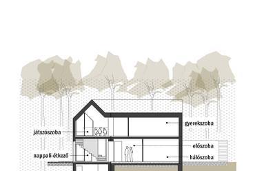 metszet - budaligeti családi ház - tervező: Pajer Nóra, Soltész Noémi