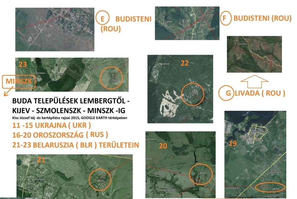 Buda települések Lembergtől azaz Ilyvótól Minszkig kép: Kiss József, Google Earth