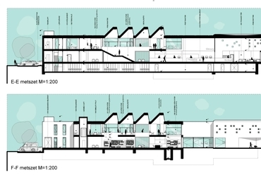 e-e és f-f metszet - tervezők: Gaál Sarolta DLA, Rétfalvi Donát DLA
