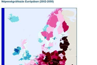 Népességváltozás Európában 2002-2050