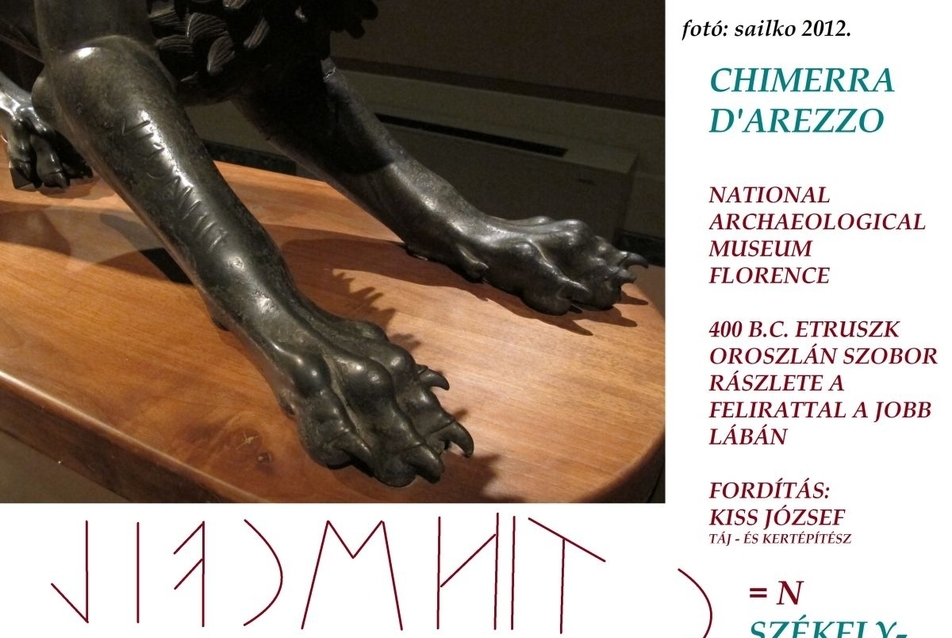 Chimere dArezzoi etruszk szobor felirata és fordítása, foto sailko 2012