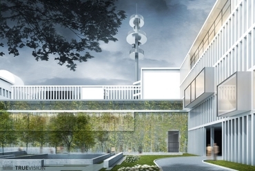 NMHH EMC mérőlabor és szerverközpont, látványterv a belső udvar felől - építész: Vékony Péter