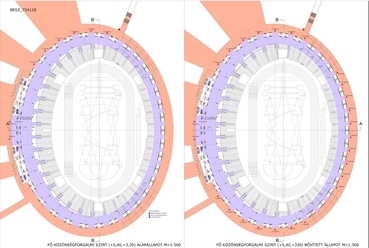 fő közönségforgalmi szint, Budapesti Atlétikai Stadion - építész: Károlyi István