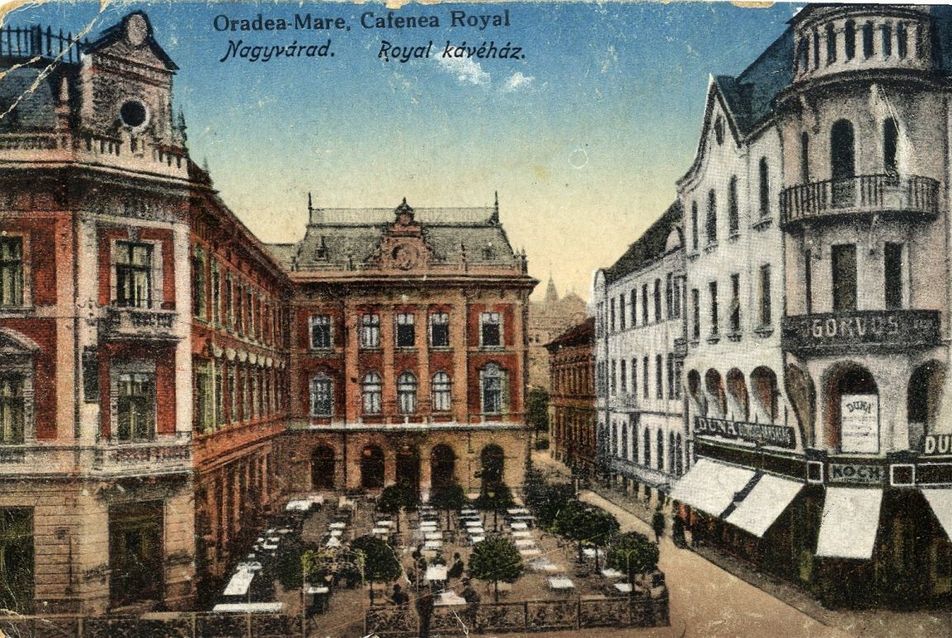 A Royal Kávéház a Rimanóczy Szálló és Gőzfürdőben (1892, bővítés 1900) - képeslap, forrás: Péter I. Zoltán és Rimanóczy Jenő