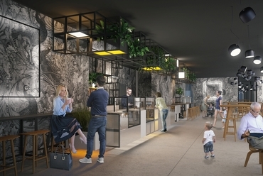 Az új épületszárnyban kialakítandó étterem látványterve - belsőépítész: Göbölyös Kristóf