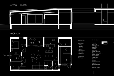 vendégház alaprajz, metszet - építész: ZIP Architect Studio 