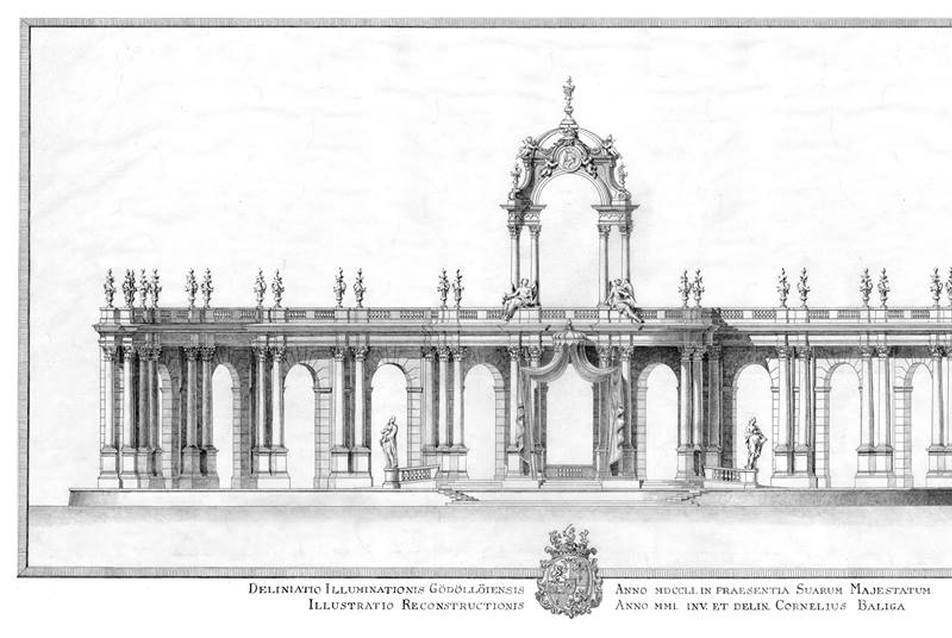 A Mária Terézia látogatására készített gödöllői pavilon terve, Baliga Kornél tervrajza