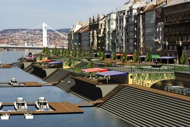 A 2010-es Zöld Budapest koncepció egyik központi eleme: A lakosok által is használható Belgrád rakpart látványterve