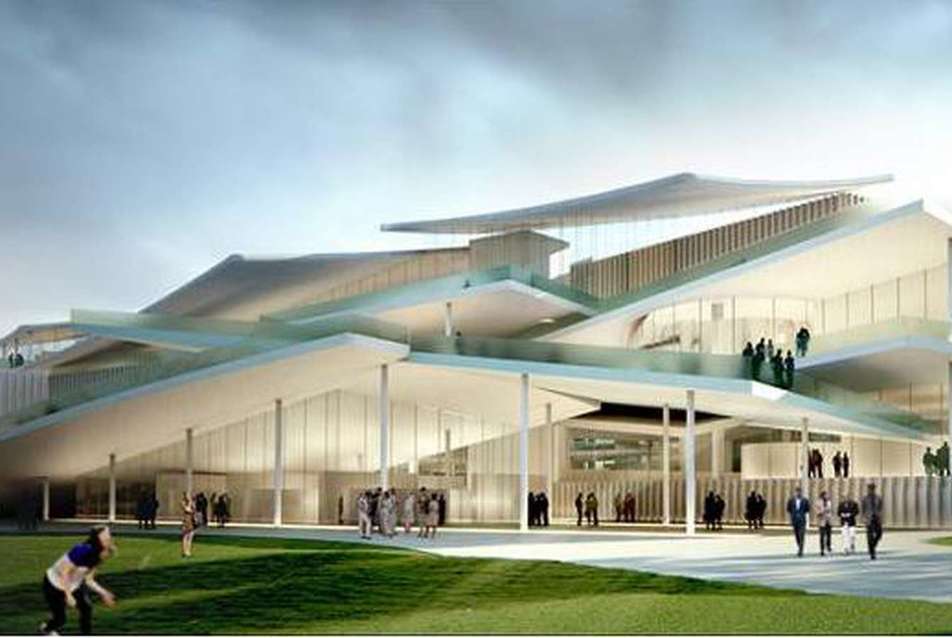 A Sanaa japán sztárépítésziroda tervezte Új Nemzeti Galéria látványterve a Ligetben. Forrás: Liget Budapest