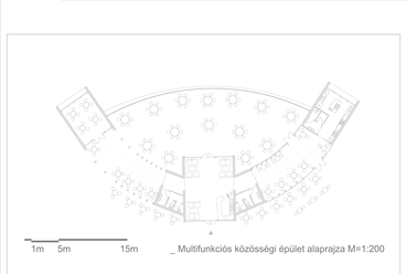 Az épület alaprajza, A hajdúszoboszlói strandfürdő csónakázó tó DNY-i területének környezetalakítása, Megosztott III. díjas terv, Tervezők: Losoncz D. Tibor, Aladžić Viktorija DLA, Stojković Jastra, 2019.