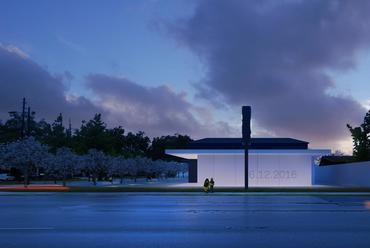 A heneghan peng architects terve a National Pulse Memorial & Museum épületéhez. Együttműködők: Wannemacher Jensen Architects, Gustafson Porter + Bowman, Sven Anderson, Pentagram, és Bartenbach LichtLabor. Kép: heneghan peng architects, onePULSE Foundation