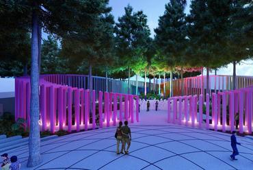 A Studio Libeskind és a Baker Barrios Architects terve a National Pulse Memorial & Museum épületéhez. Együttműködők: Claude Cormier + Associés, Thinc, Jenny Holzer. Kép: Studio Libeskind, onePULSE Foundation