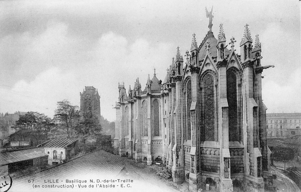 Lille, a Notre-Dame-de-la-Treille-székesegyház építés közben. Fotó: Wikimedia Commons