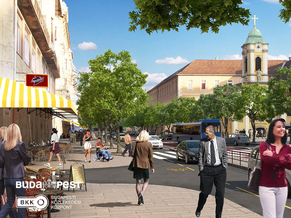 A Rákóczi út - Kossuth Lajos utca felújításának tervei (Fotó: BKK)