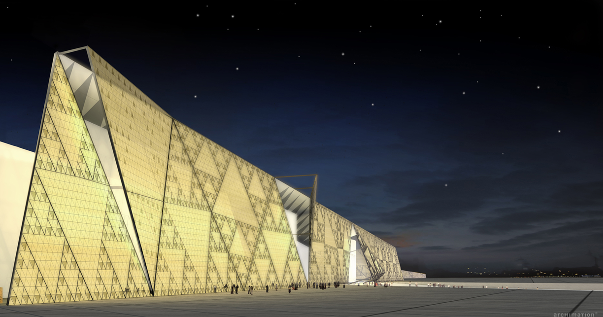 Heneghan Peng Architects: Nagy Egyiptomi Múzeum, Kairó. Render © Archimation