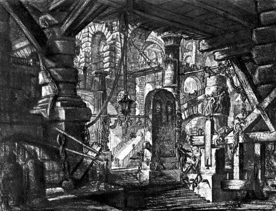 Giovanni Battista Piranesi - The Prisons (plate VI) forrás: Wikiart