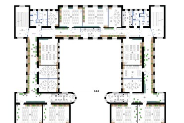 Az AKG Általános Iskola és Gimnázium 2. emeleti alaprajz - terv: Fló Architects