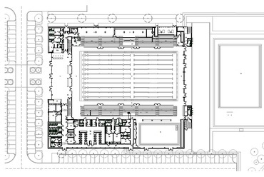 Gyarmati Dezső Uszoda, Földszinti alaprajz, Építészet: PLANT - Atelier Peter Kis; Tecton Kft., 2019., Forrás: PLANT - Atelier Peter Kis