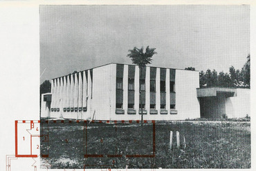 Boruzs Bernát: Művelődési ház, Bakonszeg,  1966. Forrás: ÉM. Debreceni Tervező Vállalat 1966-70, 83.o.