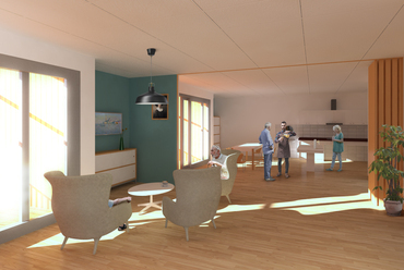 Vadsø demensotthon és napközi foglalkoztató központ. A közös nappali. Kép: NITEO