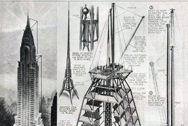 Az épület spiráljának összeállítását szemléltető ábra. Forrás: Popular Science Monthly, 1930. augusztus, 52. o.